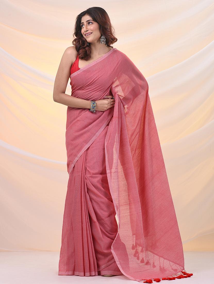 women solid plain saree with blouse - 21961530 - Zoom Image - 0