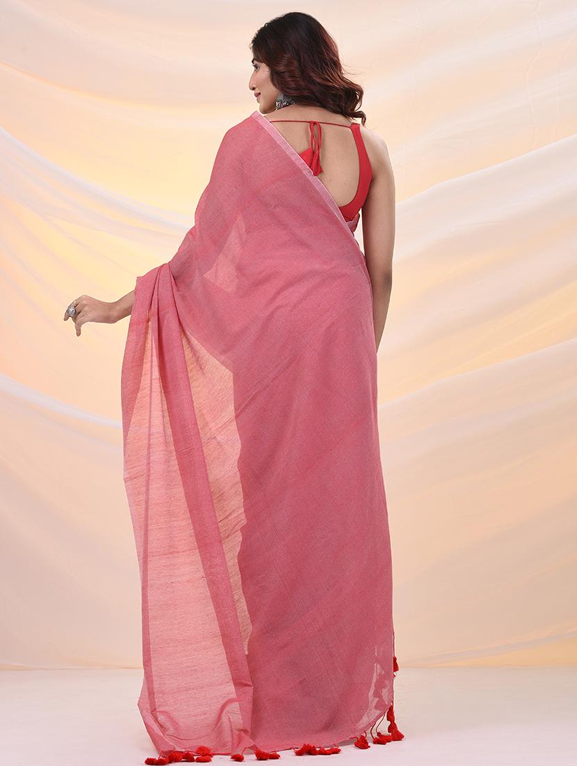 women solid plain saree with blouse - 21961530 - Standard Image - 3