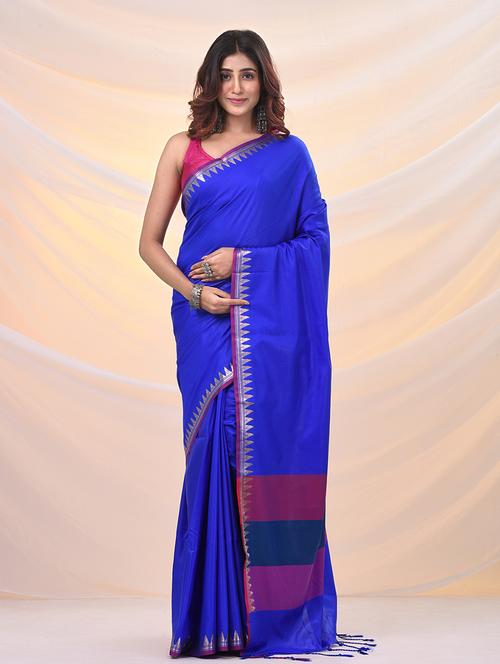 women solid with bordered saree with blouse - 21961533 - Standard Image - 0