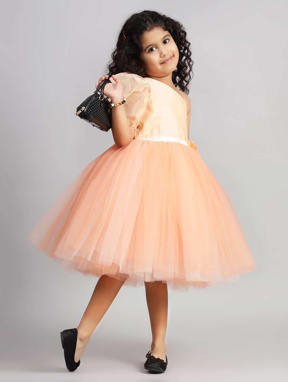 girls solid single shoulder fit & flare dress  - 21961539 -  Standard Image - 3