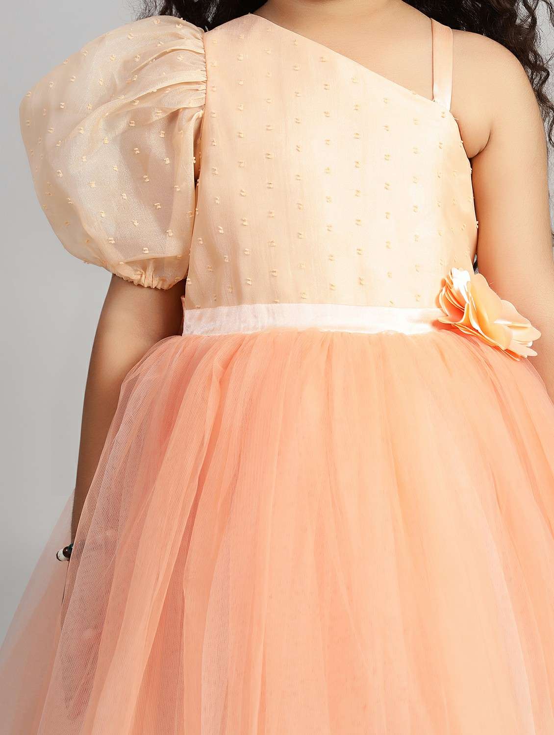 girls solid single shoulder fit & flare dress  - 21961539 -  Standard Image - 5