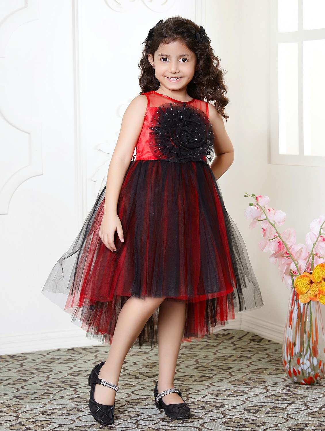 girls embellished sleeveless high low dress