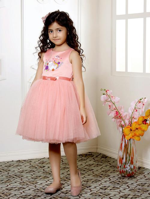 girls printed sleeveless fit & flare dress - 21961552 - Standard Image - 0