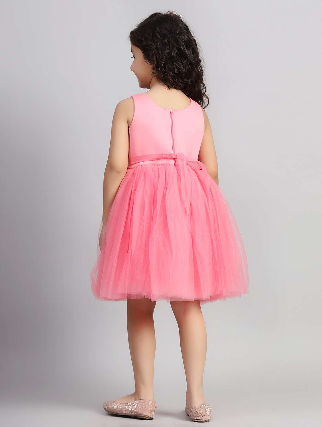 girls printed sleeveless fit & flare dress - 21961553 -  Standard Image - 3