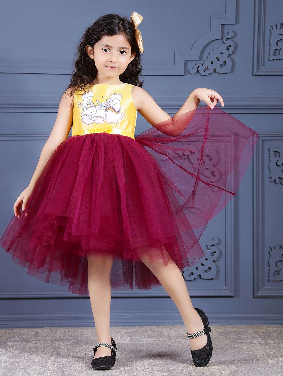 girls printed sleeveless high low dress