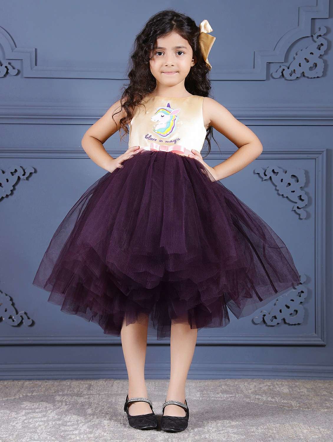 girls printed sleeveless high low dress