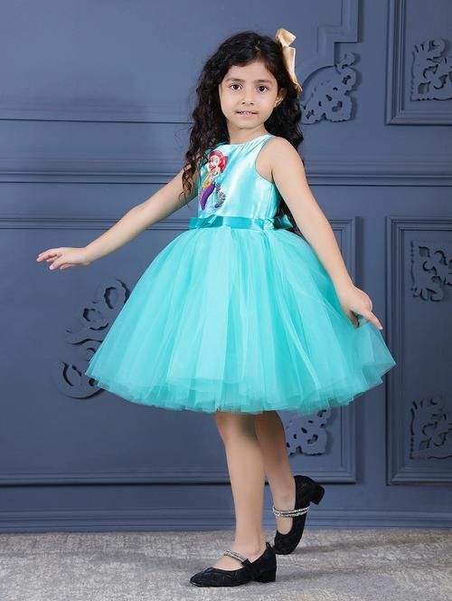 girls printed sleeveless fit & flare dress - 21961558 -  Standard Image - 0