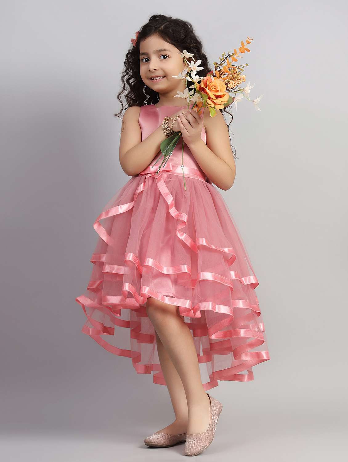 girls solid sleeveless ruffled dress - 21961562 -  Standard Image - 3