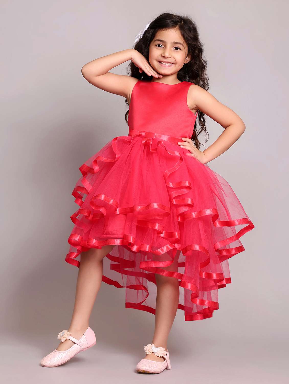 girls solid sleeveless ruffled dress - 21961564 -  Standard Image - 3