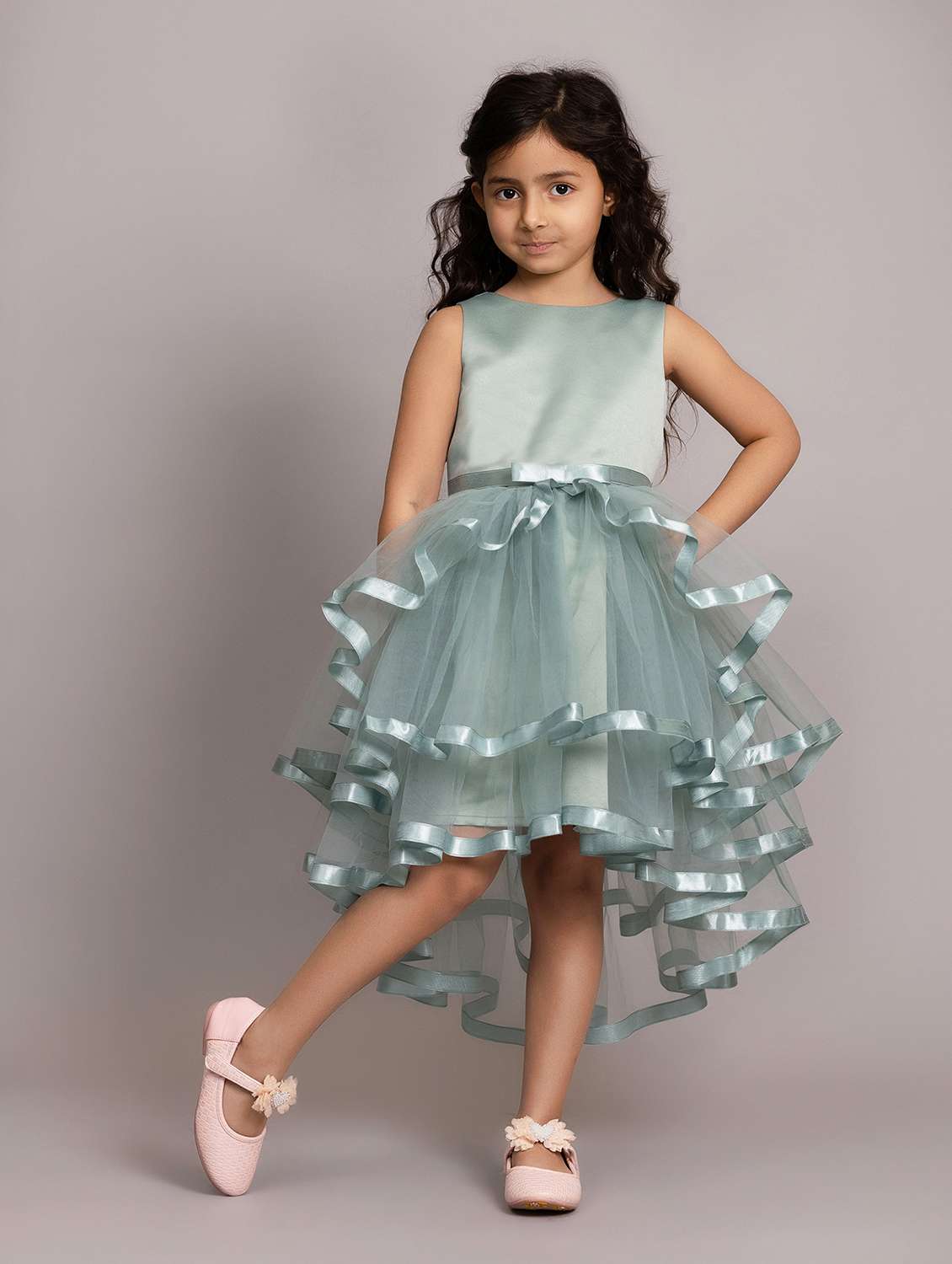 girls solid sleeveless ruffled dress - 21961565 -  Standard Image - 3