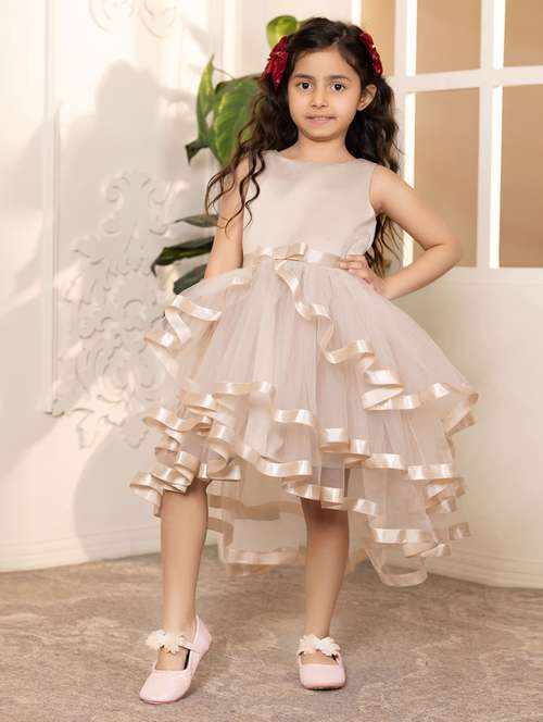 girls solid sleeveless ruffled dress - 21961567 -  Standard Image - 0