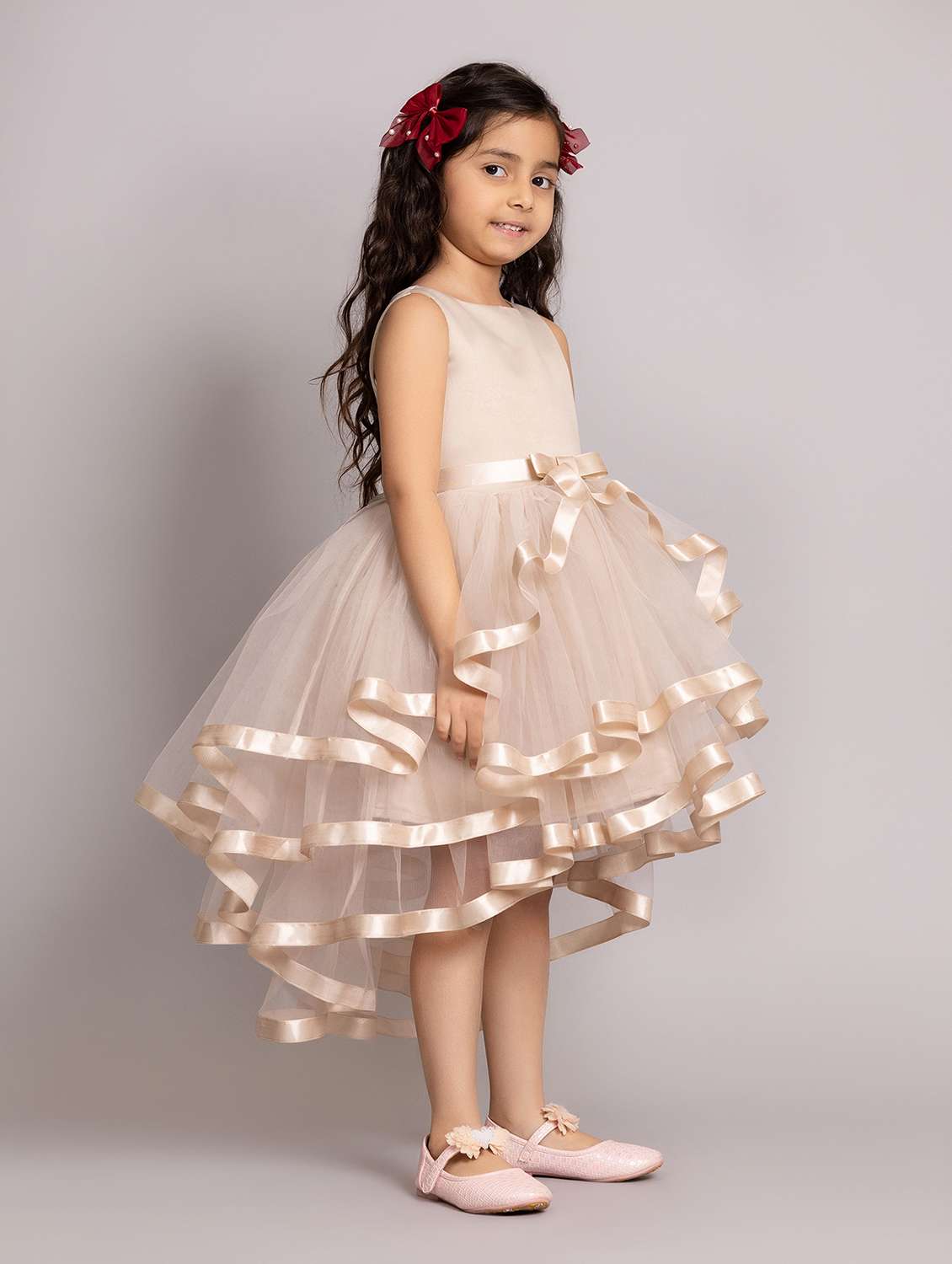 girls solid sleeveless ruffled dress - 21961567 -  Standard Image - 3