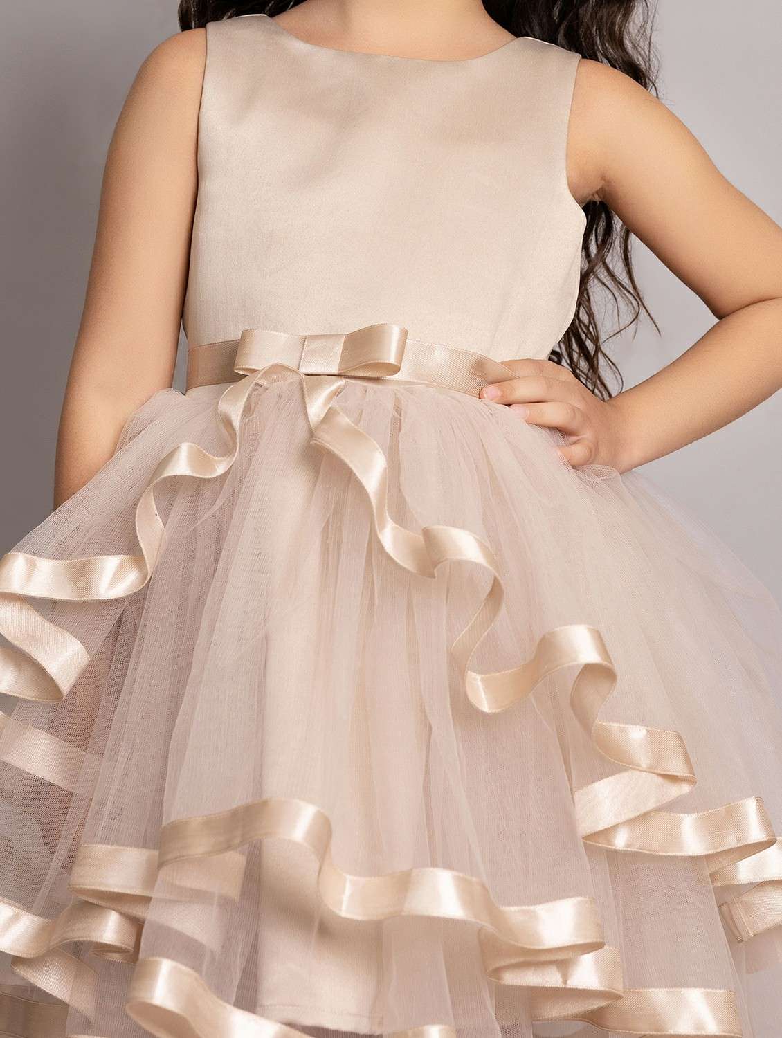 girls solid sleeveless ruffled dress - 21961567 -  Standard Image - 5