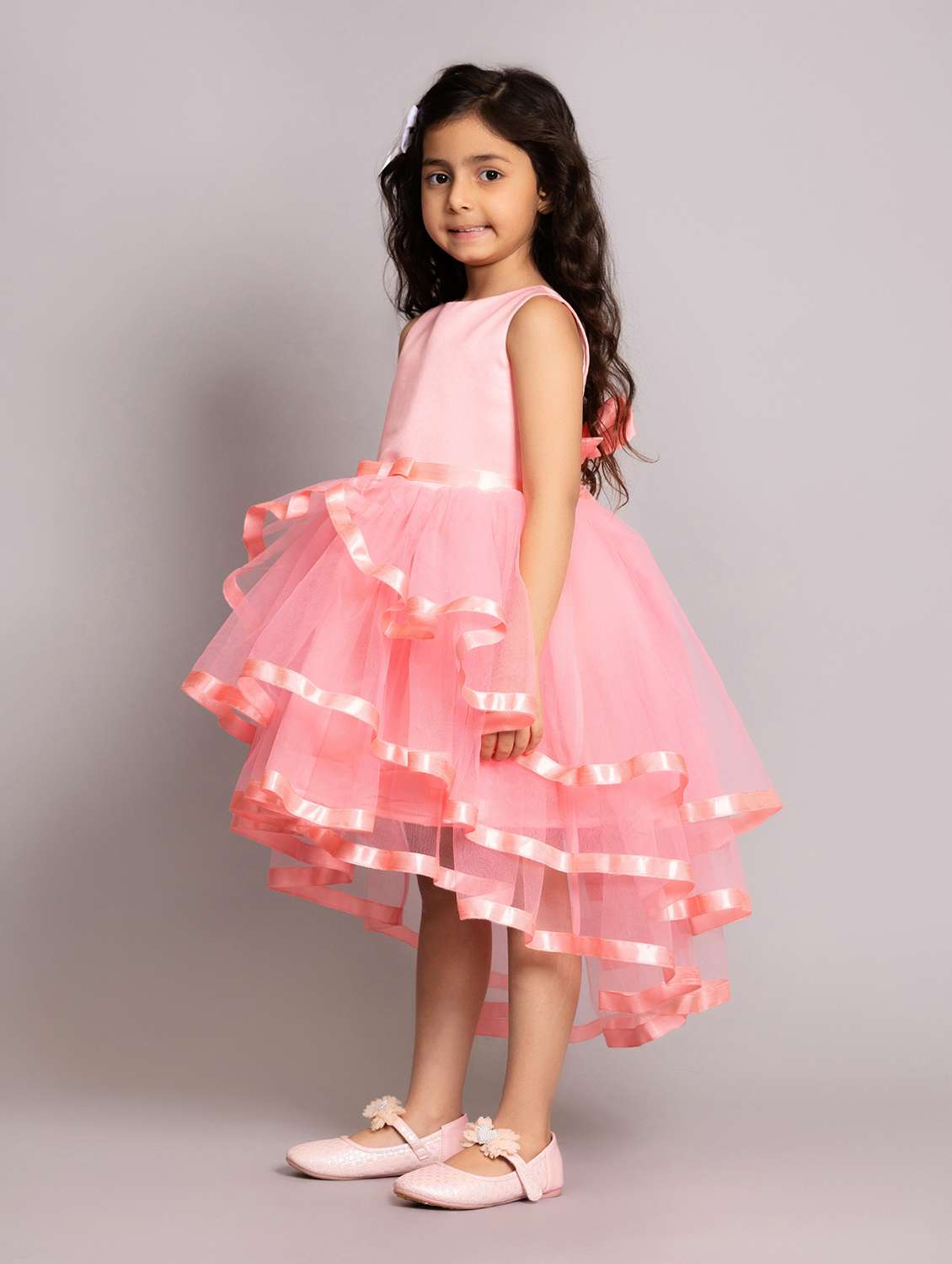 girls solid sleeveless ruffled dress - 21961569 -  Standard Image - 3
