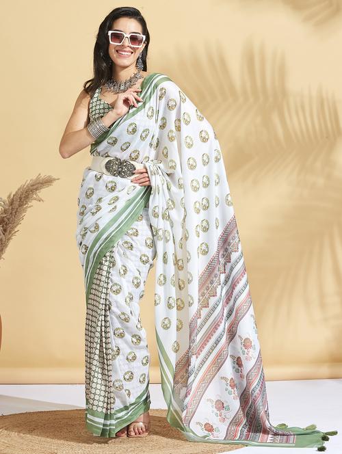 women printed ready to wear saree with blouse - 21961598 -  Standard Image - 0
