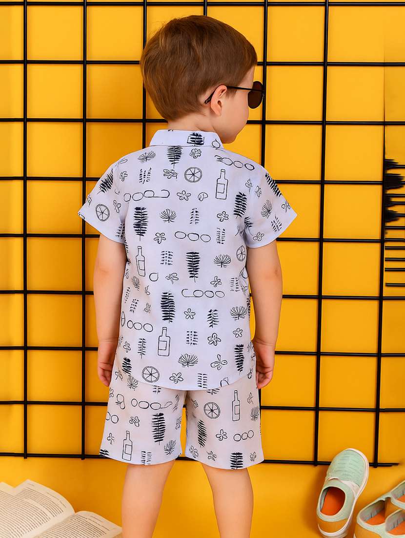 boys printed shirt & shorts co-ord set - 21961604 -  Standard Image - 3