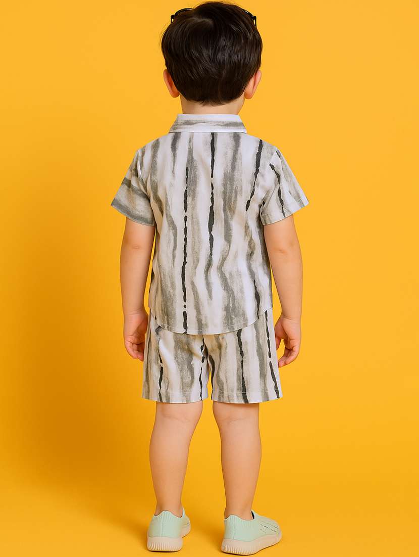 boys printed shirt & shorts co-ord set - 21961607 -  Standard Image - 3