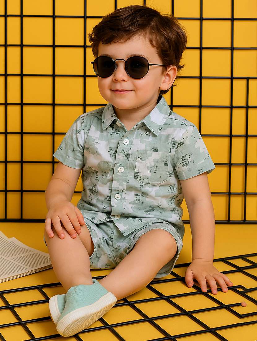 boys printed shirt & shorts co-ord set - 21961608 -  Standard Image - 3
