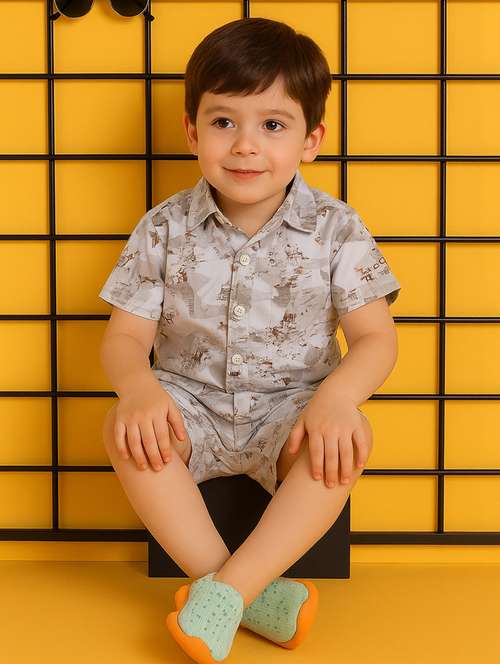 boys printed shirt & shorts co-ord set - 21961610 -  Standard Image - 0