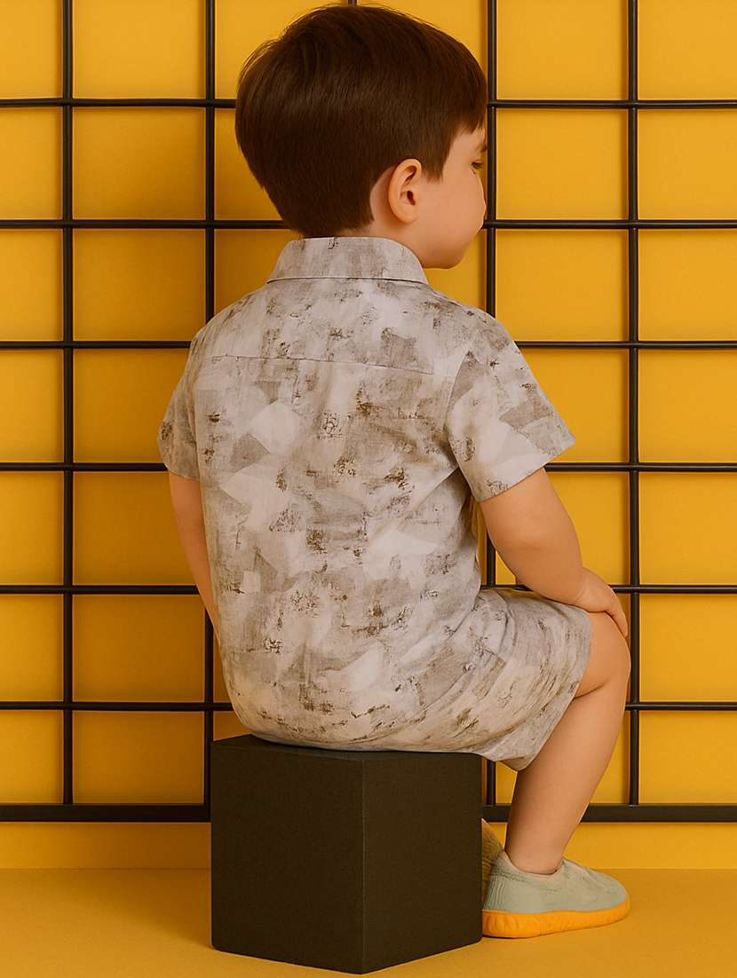 boys printed shirt & shorts co-ord set - 21961610 -  Standard Image - 3