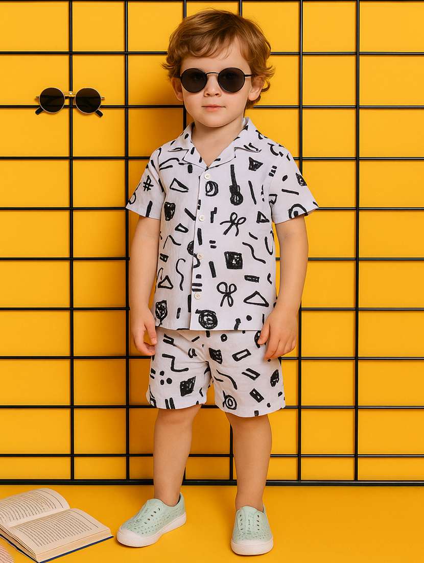 boys printed shirt & shorts co-ord set - 21961611 -  Zoom Image - 0