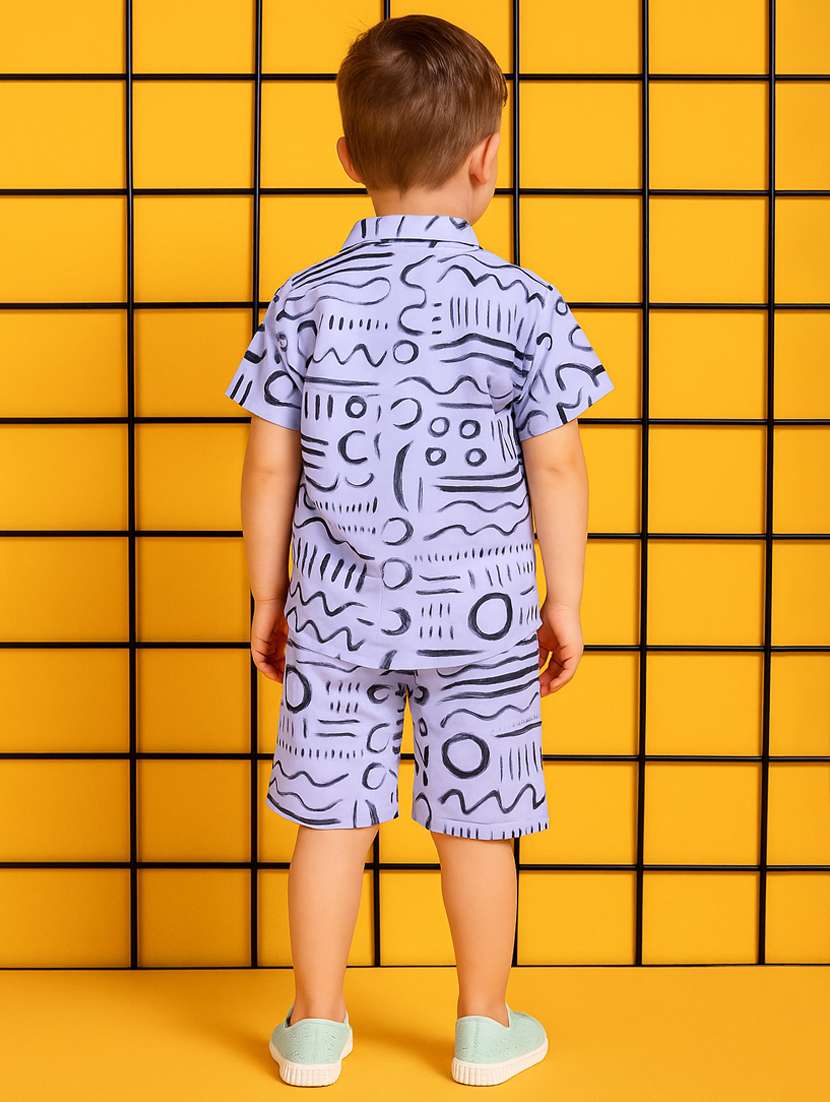 boys printed shirt & shorts co-ord set - 21961612 -  Standard Image - 3