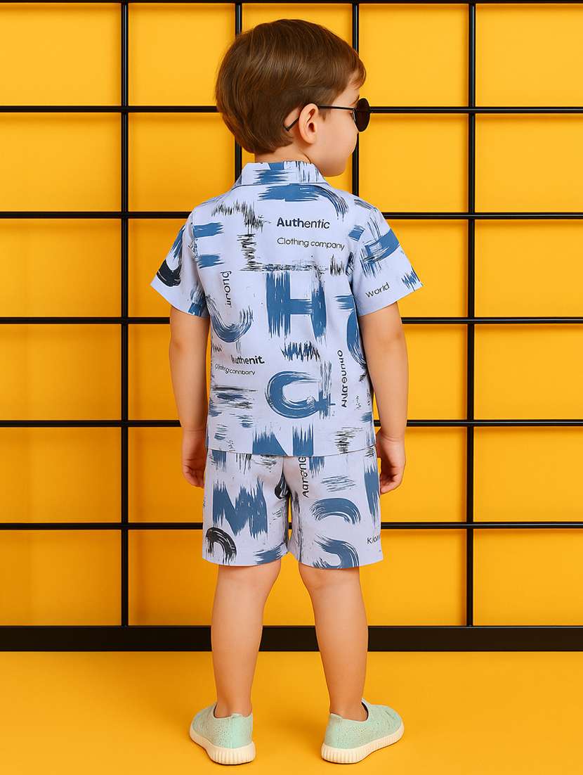 boys printed shirt & shorts co-ord set - 21961613 -  Standard Image - 3