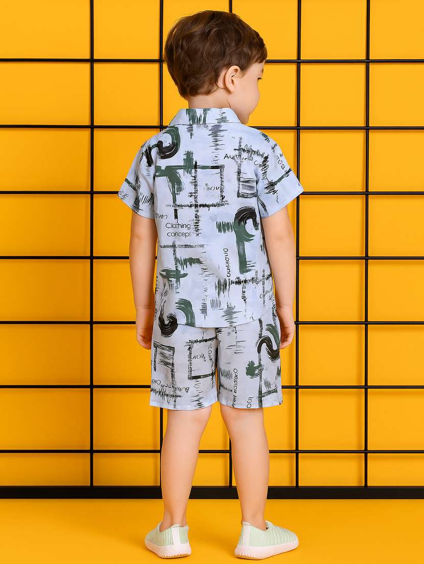 boys printed shirt & shorts co-ord set - 21961614 -  Standard Image - 3