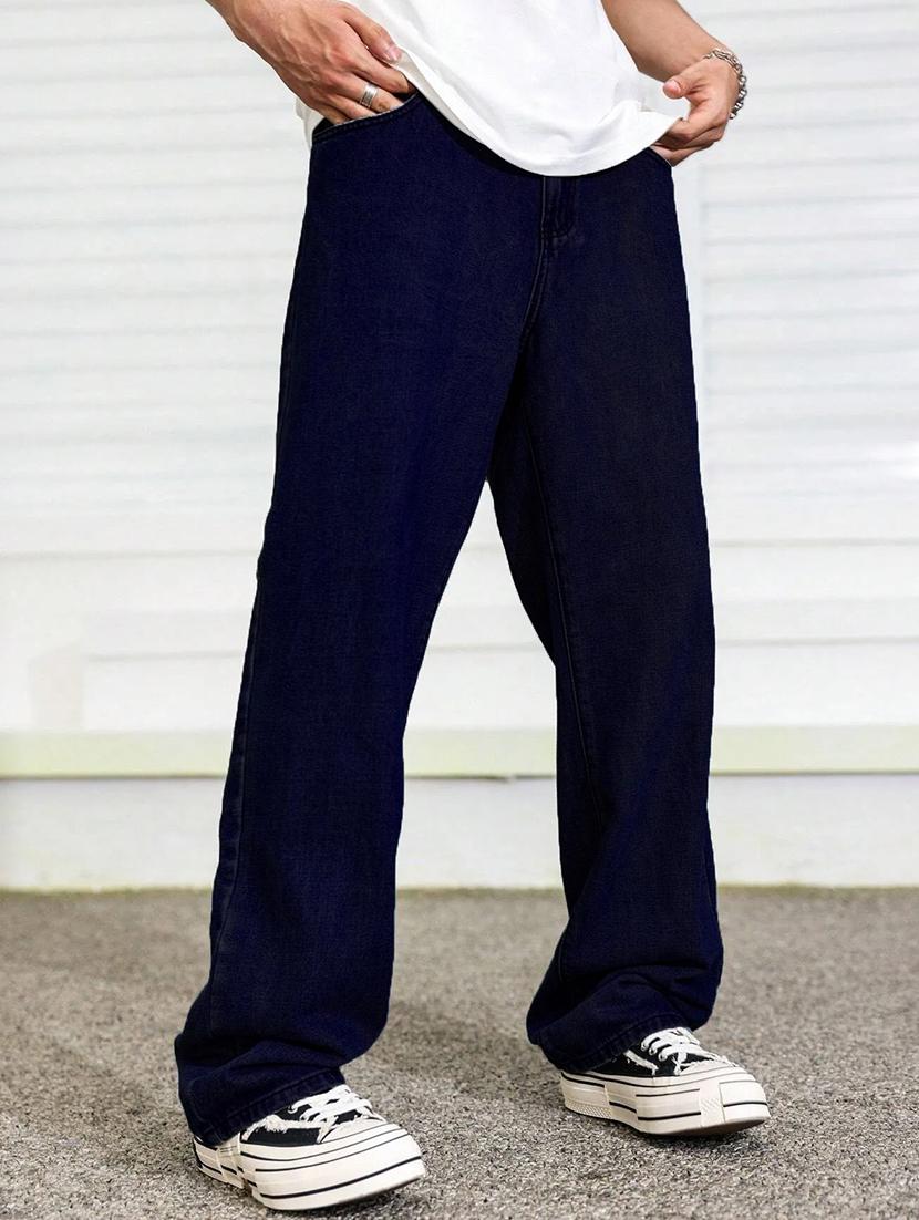 men solid mid rise full length baggy jeans - 21961622 - Zoom Image - 0