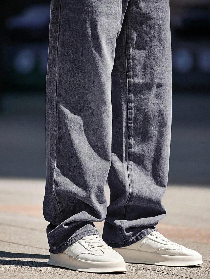 men solid mid rise full length baggy jeans - 21961624 - Standard Image - 5