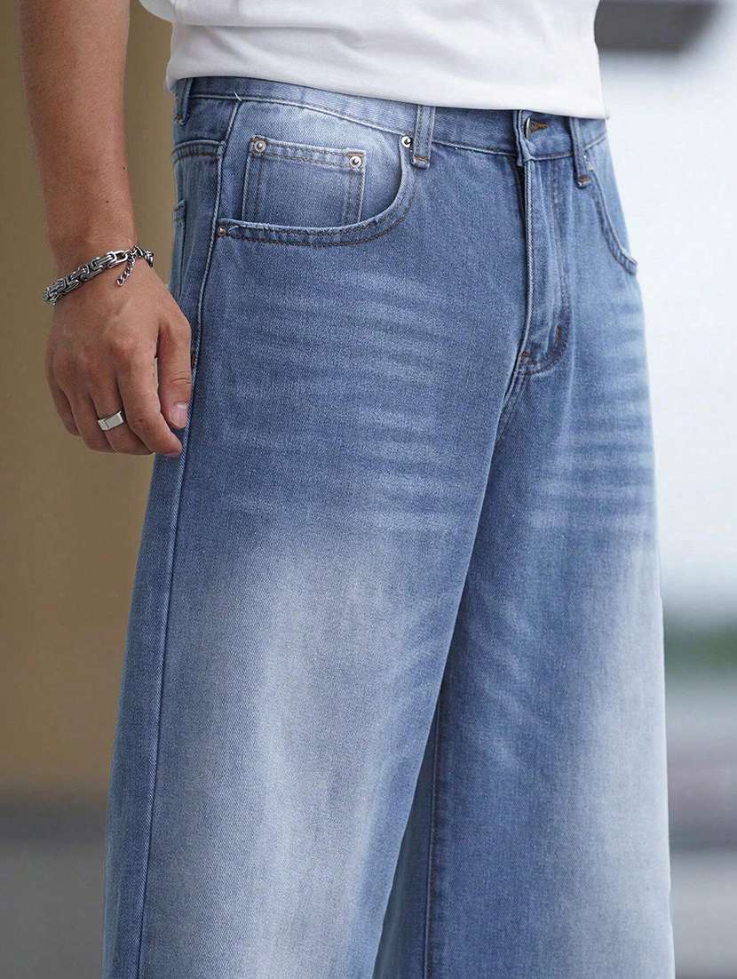 men washed mid rise full length baggy jeans - 21961629 - Standard Image - 5