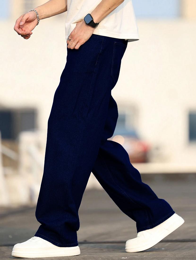 men washed mid rise full length baggy jeans - 21961630 - Standard Image - 3