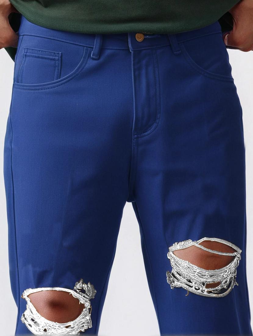 men slash knee mid rise full length baggy jeans - 21961631 - Standard Image - 5