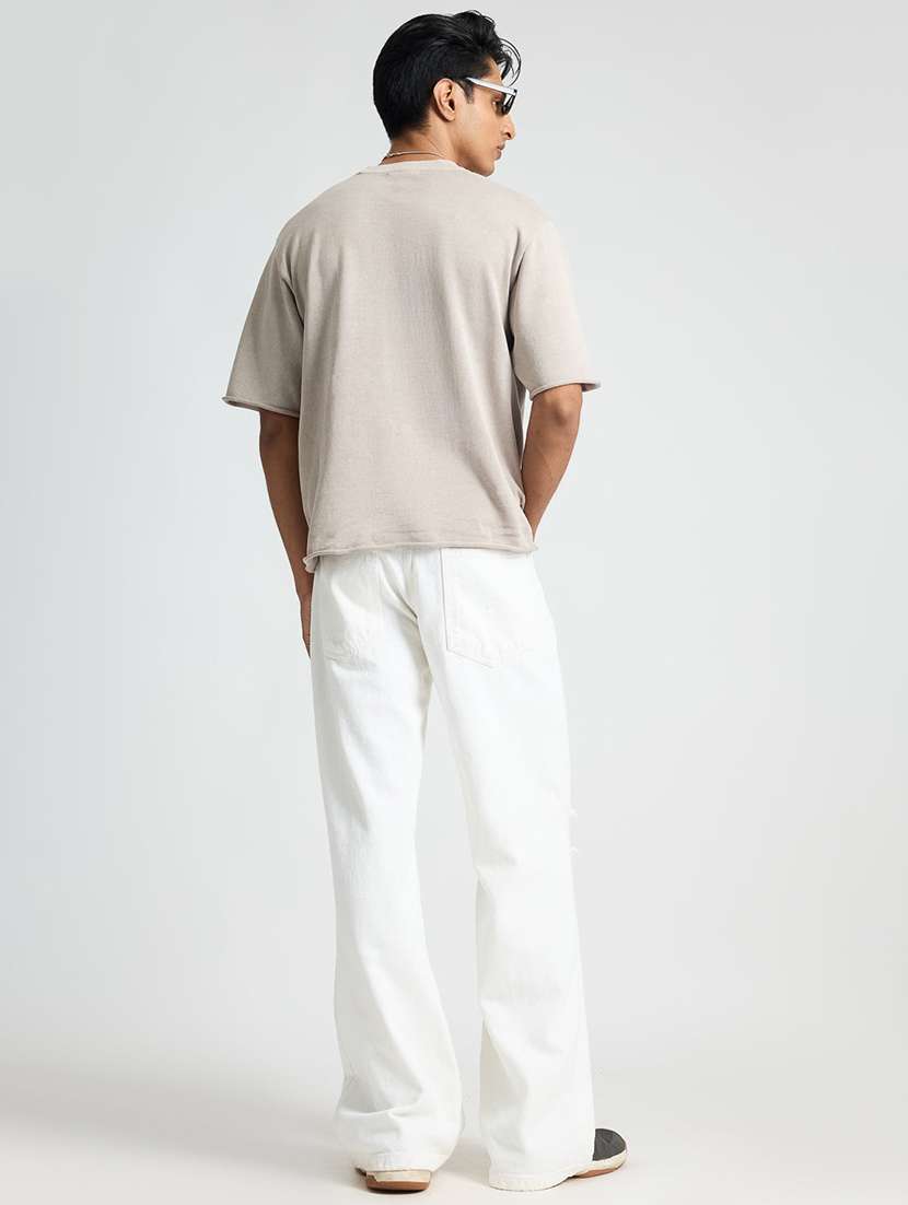 men slash knee mid rise full length baggy jeans - 21961634 -  Standard Image - 5