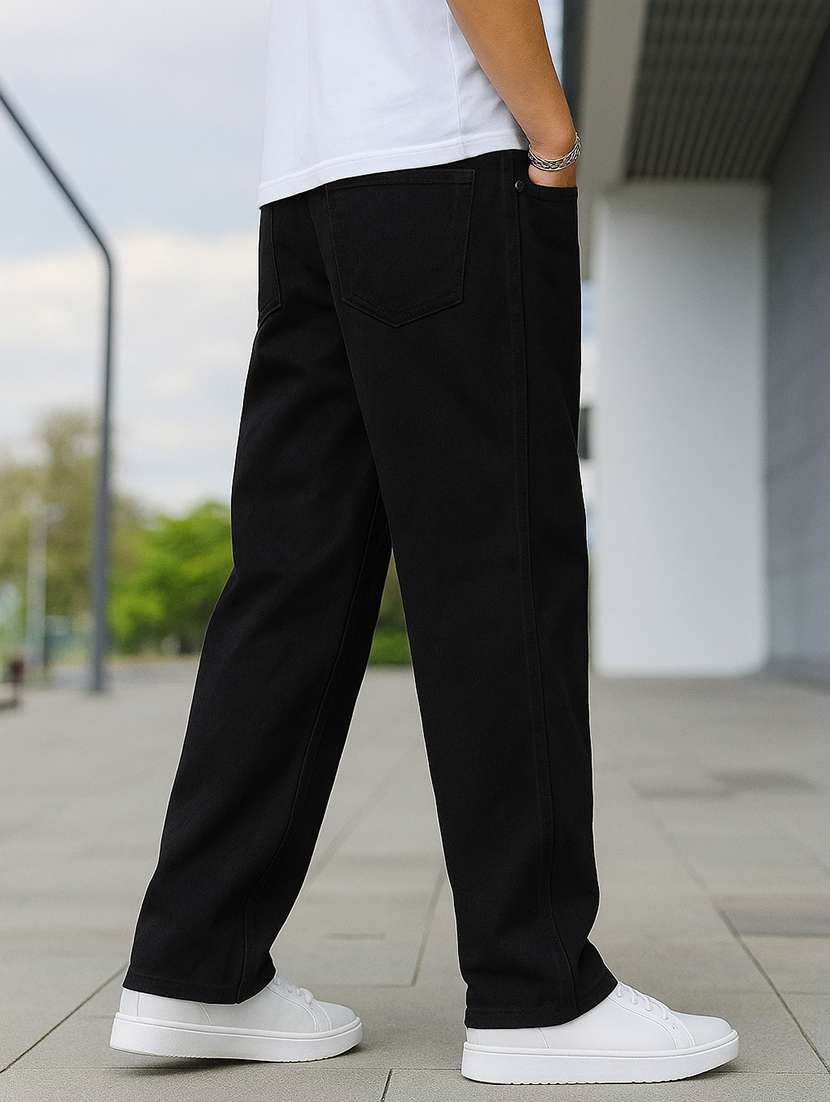 men plain mid rise full length baggy jeans - 21961636 -  Standard Image - 3