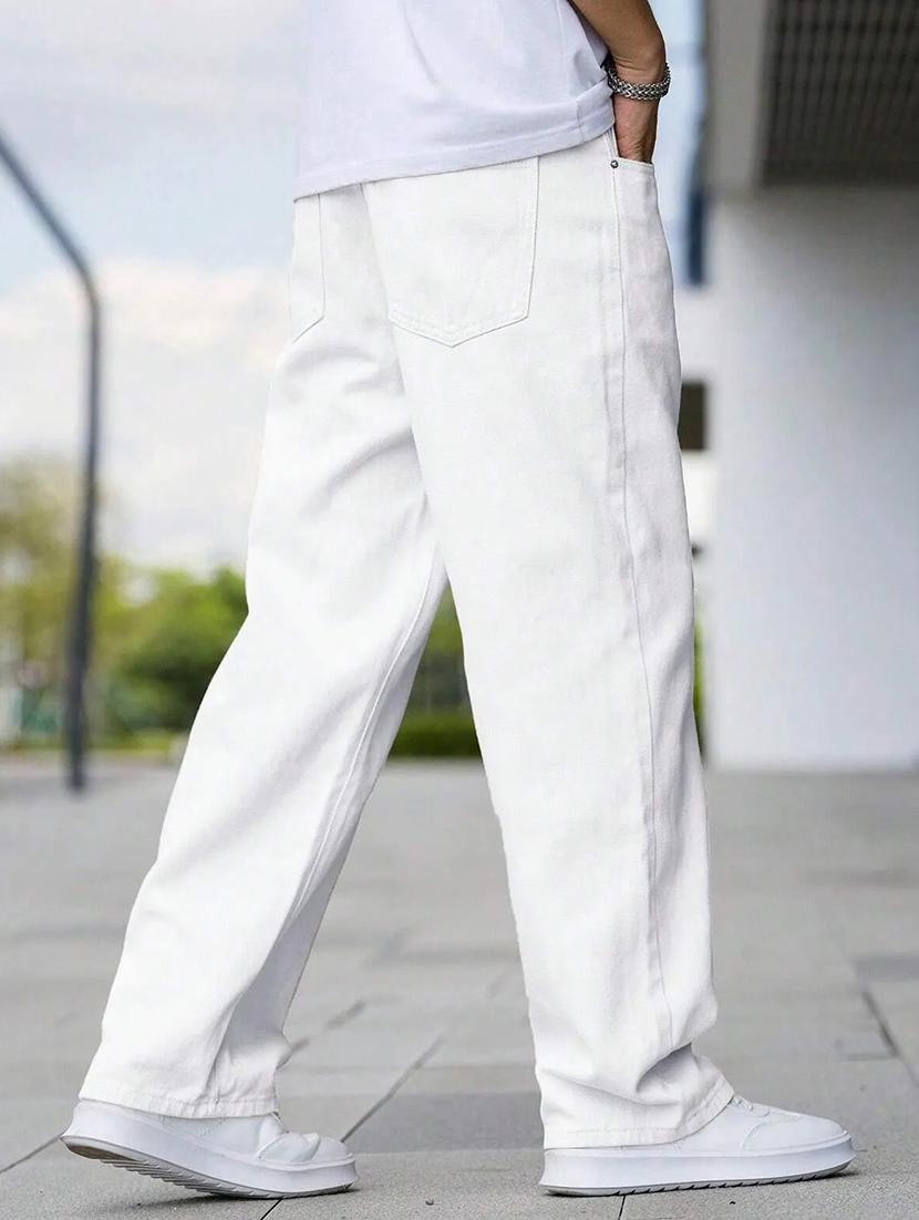 men plain mid rise full length baggy jeans - 21961637 - Standard Image - 3