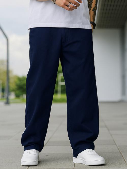 men plain mid rise full length baggy jeans - 21961638 - Standard Image - 0