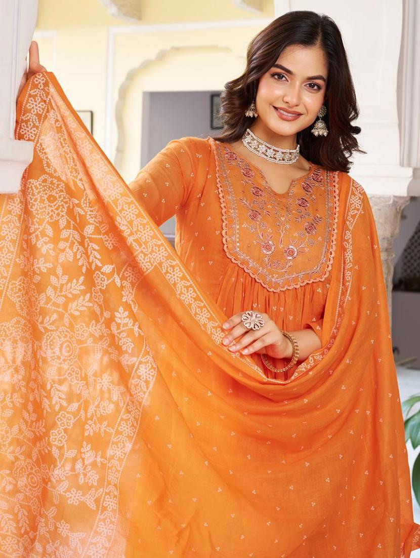 women three quarter sleeve kurta pant with dupatta set - 21961642 - Standard Image - 5
