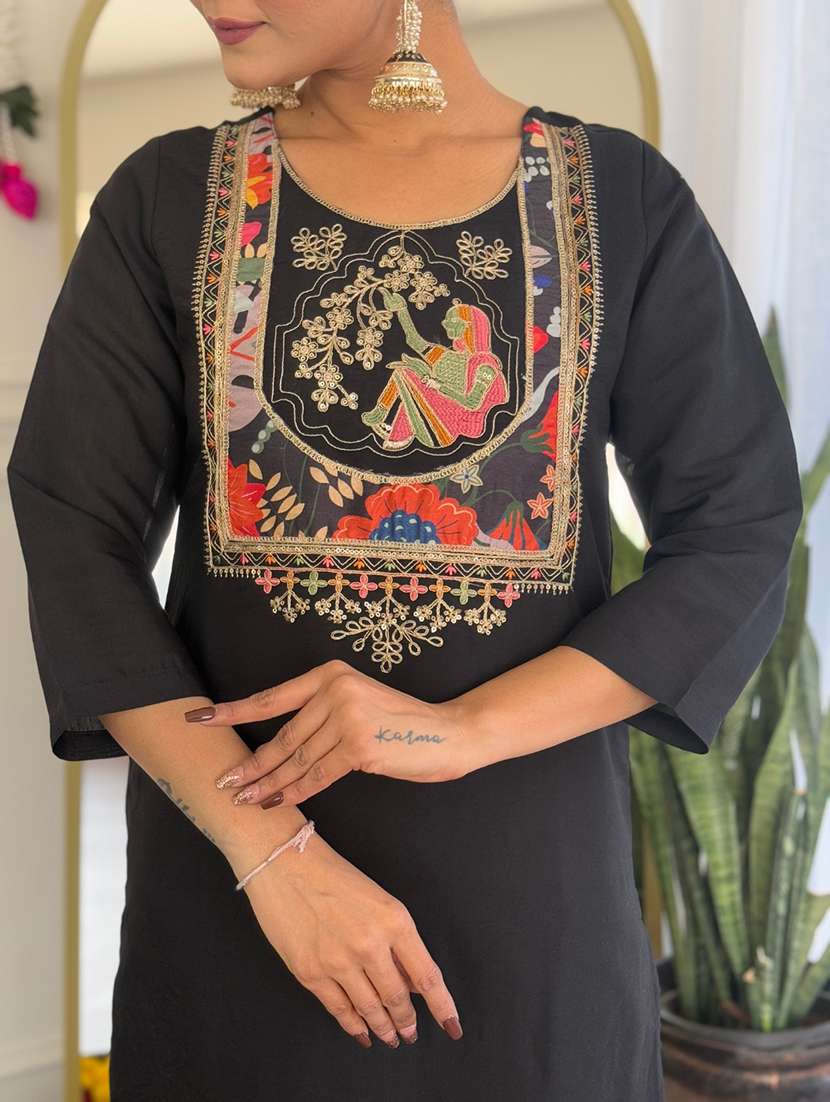 women three quarter sleeve kurta pant with dupatta set - 21961656 -  Standard Image - 3