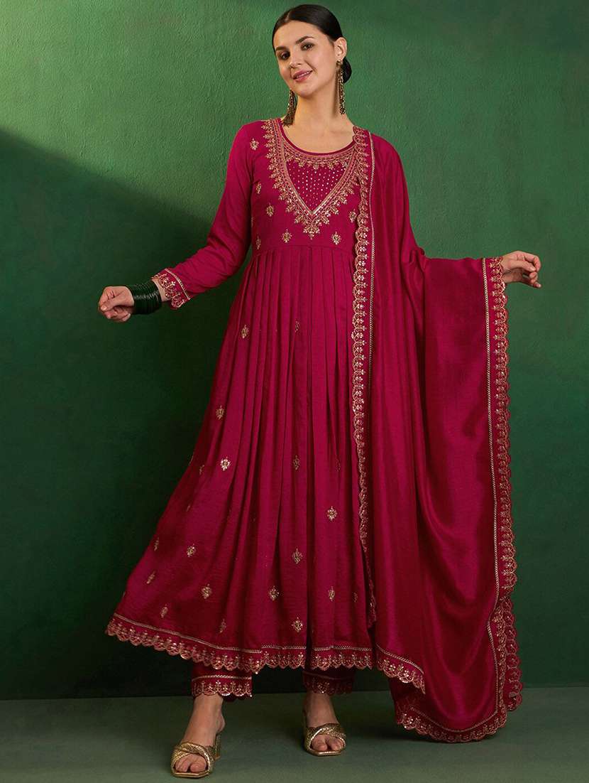 women three quarter sleeve kurta pant with dupatta set
