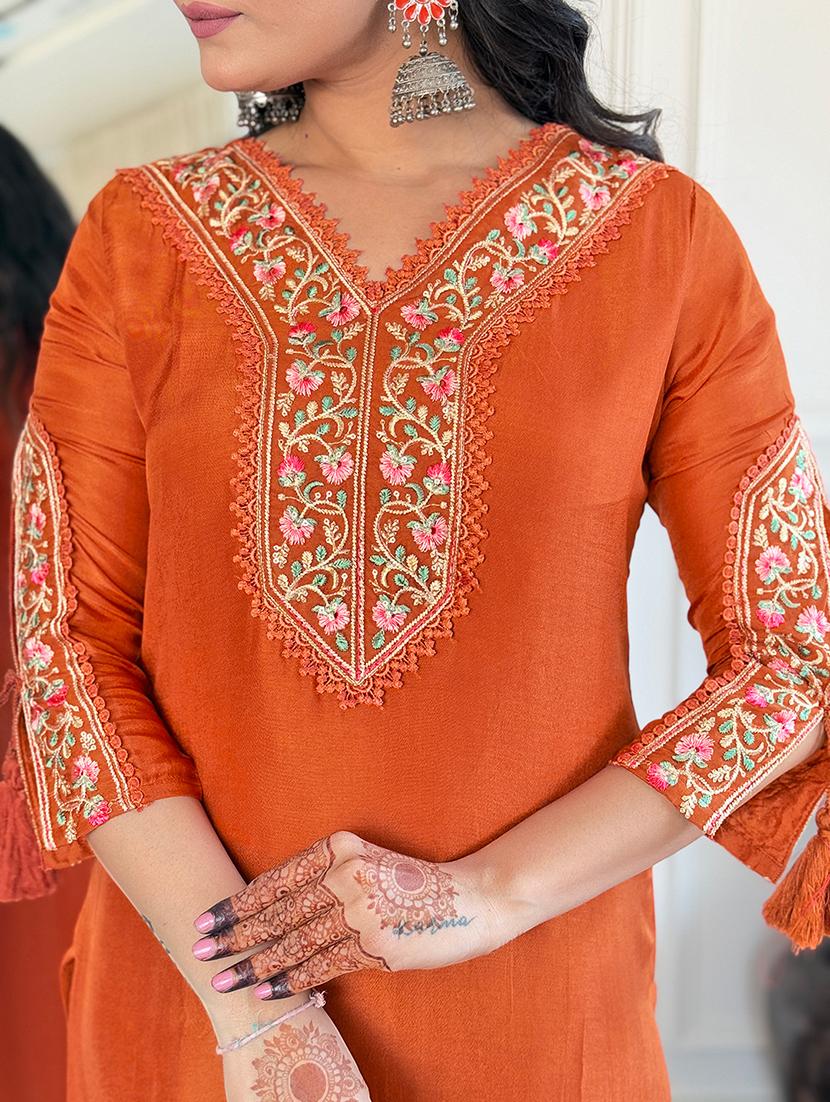 women three quarter sleeve kurta pant with dupatta set - 21961672 - Standard Image - 5