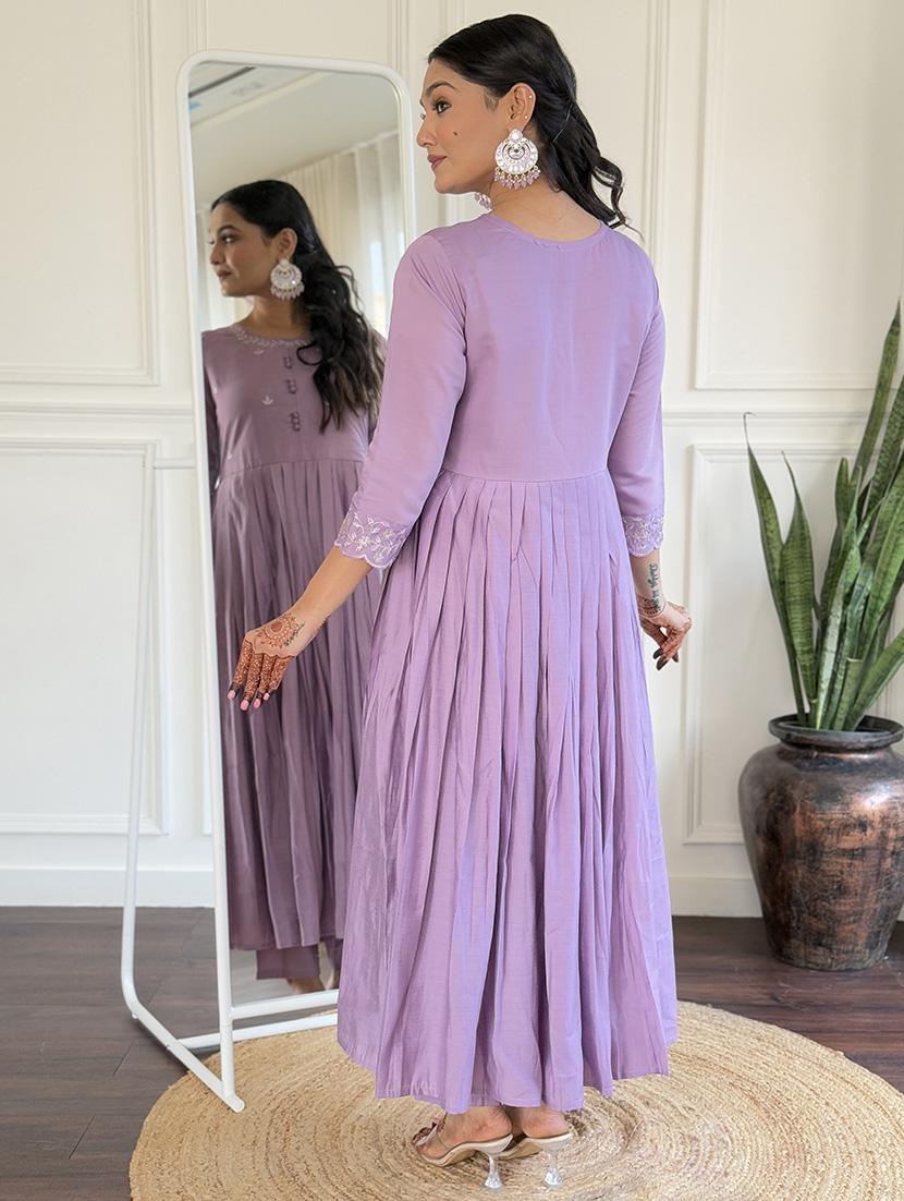 women three quarter sleeve anarkali kurta pant with dupatta set - 21961676 - Standard Image - 5