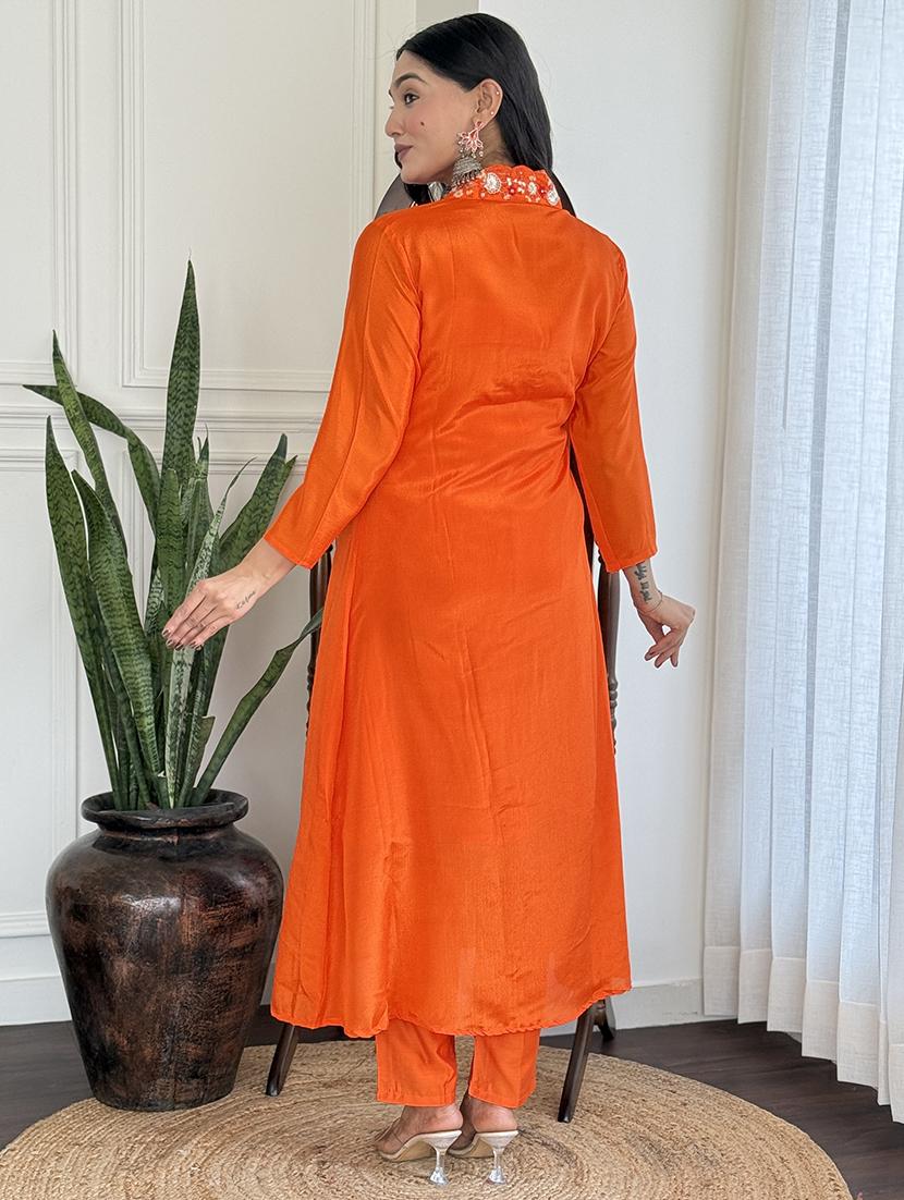 women three quarter sleeve kurta pant with dupatta set - 21961684 - Standard Image - 3