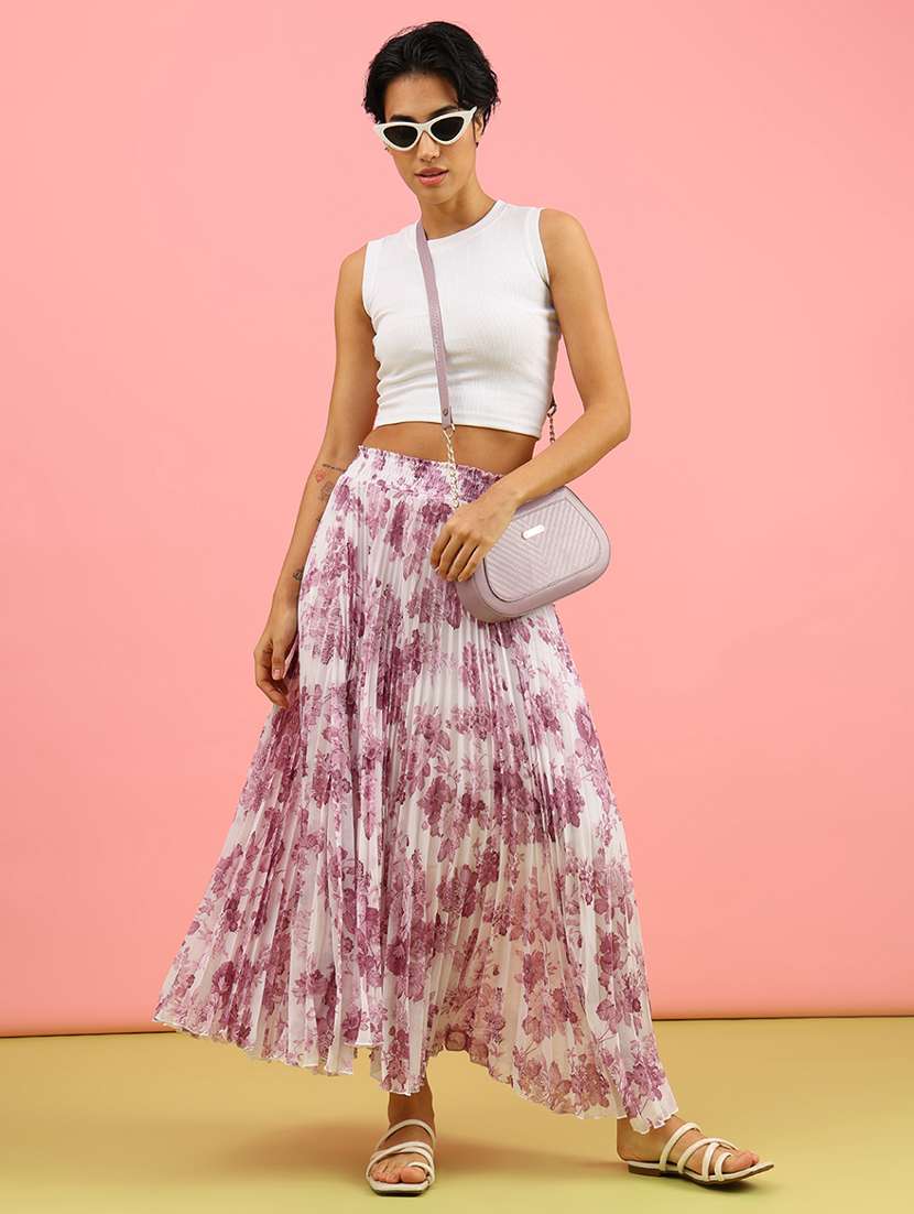 women printed mid rise flared skirt - 21961754 -  Standard Image - 5