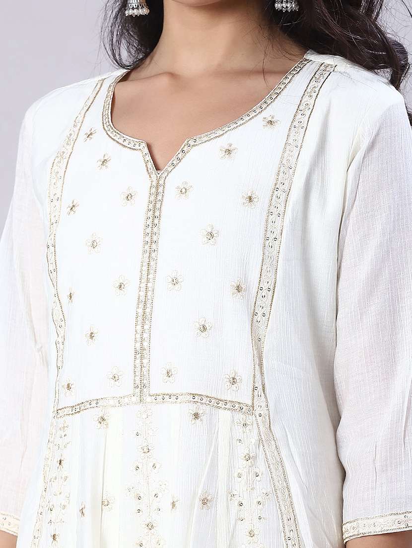 women three quarter sleeve flared kurta - 21961788 - Standard Image - 5