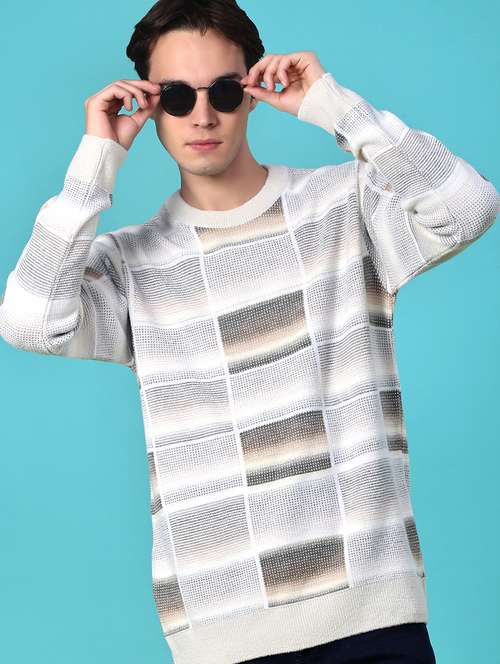 men self design long sleeve regular fit pullover - 21961838 - Standard Image - 0