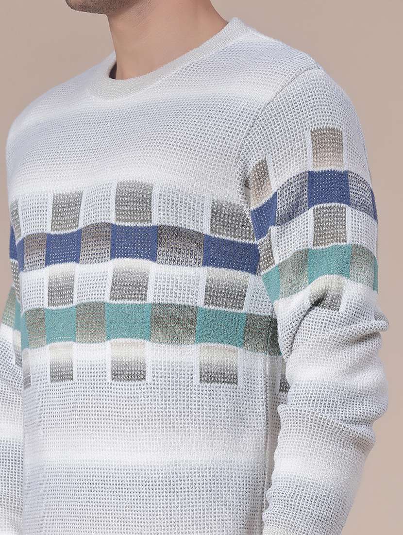 men geometric long sleeve regular fit pullover - 21961839 -  Standard Image - 3