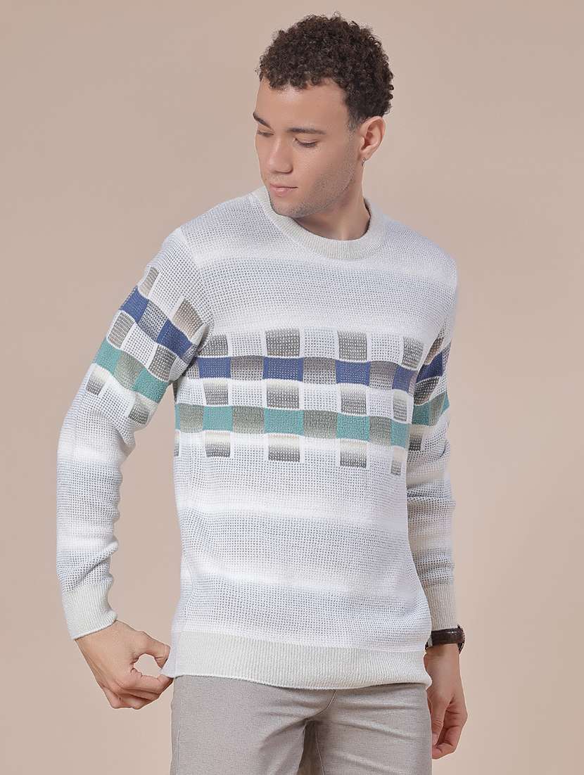 men geometric long sleeve regular fit pullover - 21961839 -  Standard Image - 5