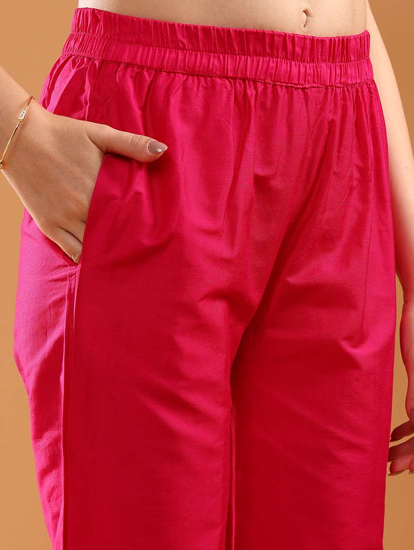 women solid with work short sleeve ethnic co-ord set - 21961843 -  Standard Image - 5