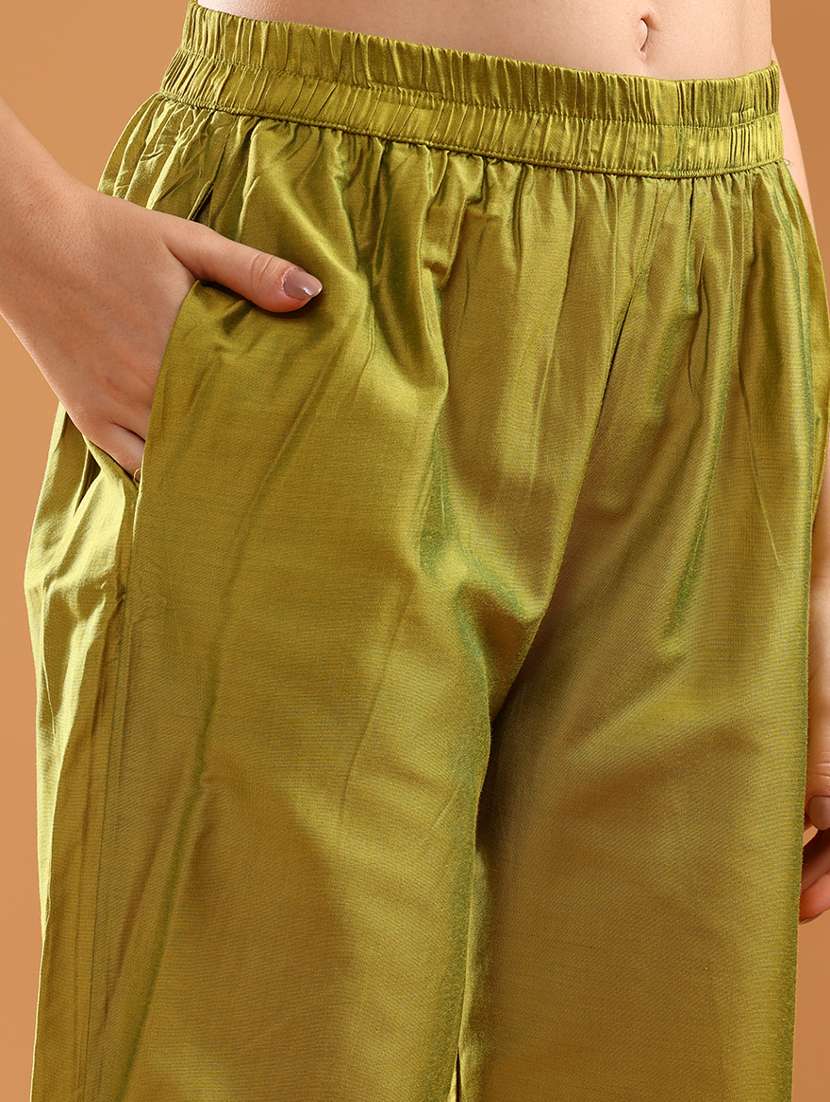 women solid with work short sleeve ethnic co-ord set - 21961844 -  Standard Image - 5